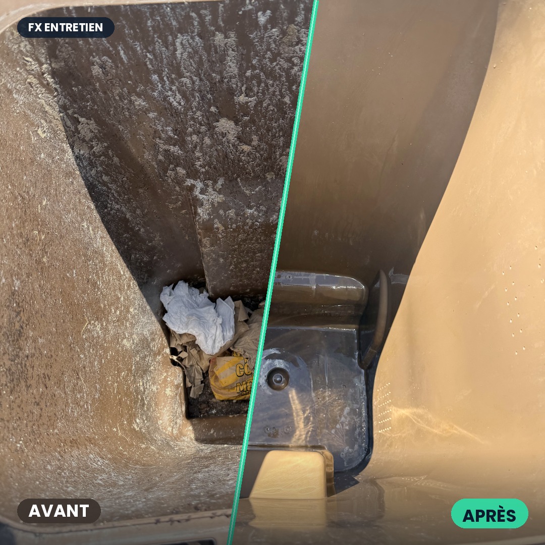 Bac à ordures avant et après lavage par FX Entretien